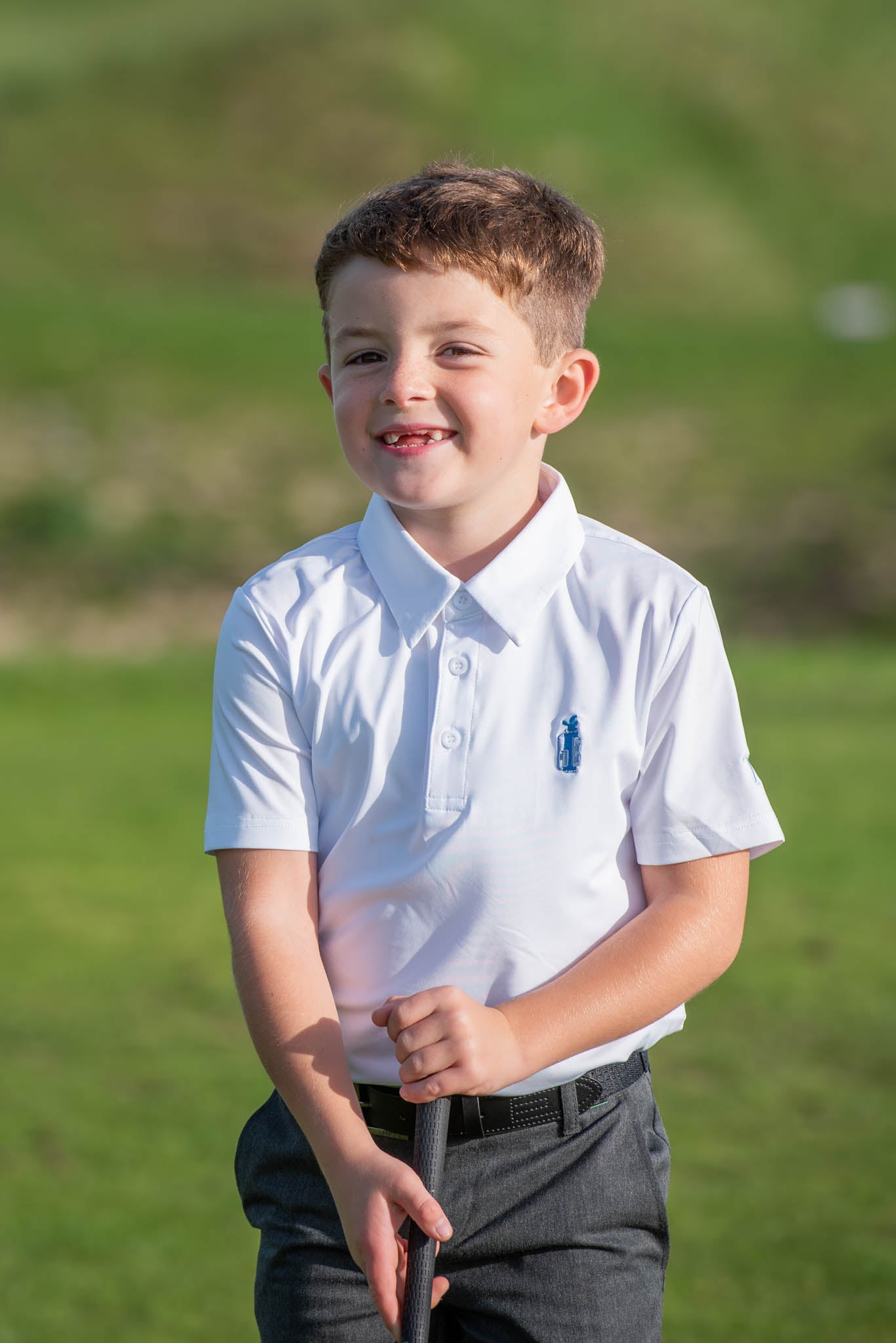 Kids White Golf Polo